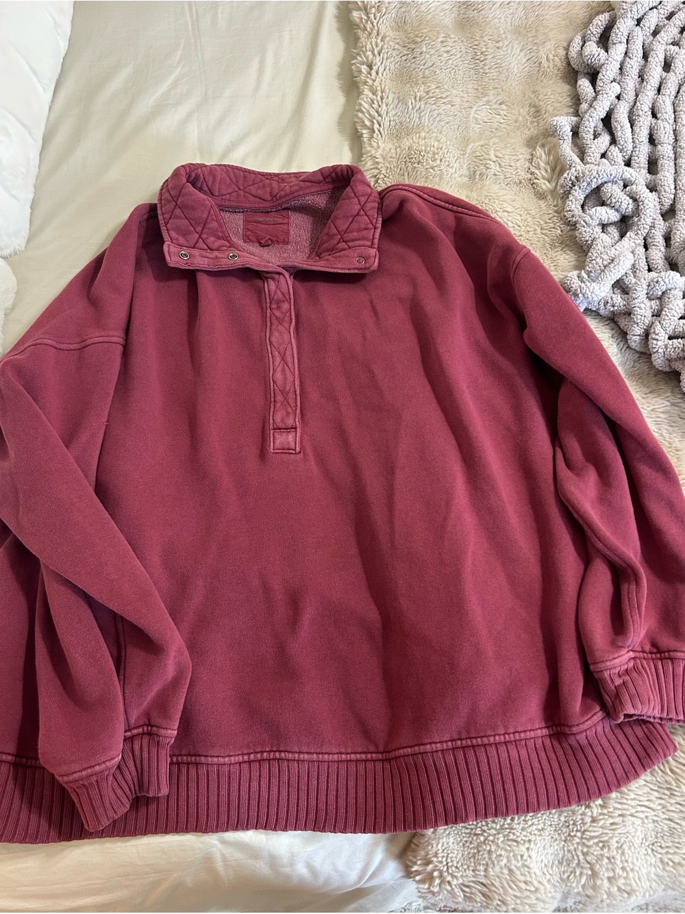 aerie womens Quilted-Collar Pullover Jacket